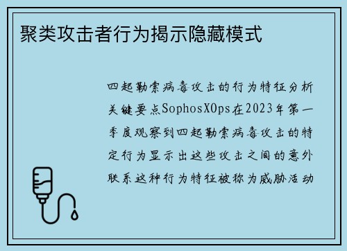 聚类攻击者行为揭示隐藏模式 